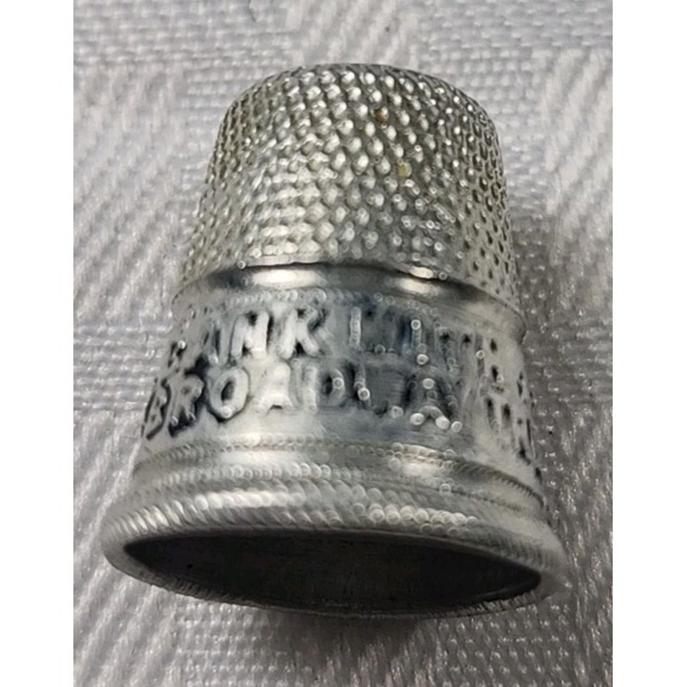 Vintage / Antique Thimble Promotional Advertising Bank Broadway